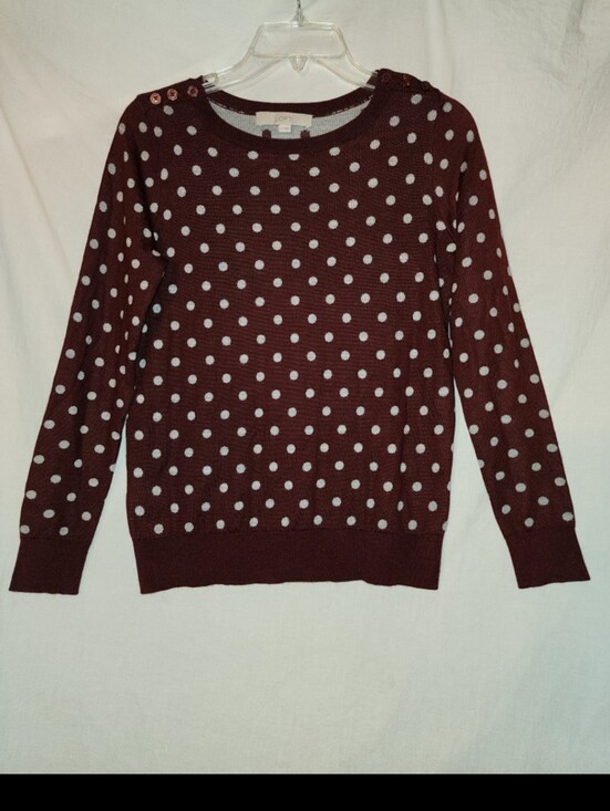 LOFT Sweaters - Loft womens size small brown grey polka dot Sweater